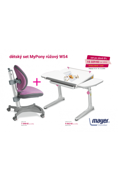 MAYER dětská rostoucí židle a stůl  MyPony růžový W54