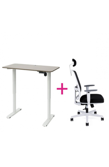 ERGO kancelářská židle a elektrický stůl Canto SP + Asier White 