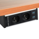 OFFICE PRO pevný panel na hranu stolové desky PECZ B 001 + HOLDER uchycení pod hranu stolové desky (2x elektřina, 2x USB 3.0)