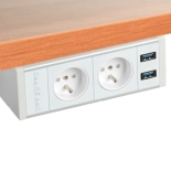 OFFICE PRO pevný panel na hranu stolové desky PECZ W 001 + HOLDER uchycení pod hranu stolové desky (2x elektřina, 2x USB 3.0)