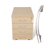 HOBIS Motion MS2 1400 x 800 mm K 34 C - úchytky USN Zamykatelný čtyř zásuvkový kontejner v barvě dekoru stolu. Rozměry 40x60x60 cm