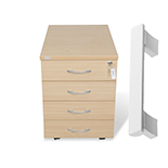 HOBIS Motion Ergo MSE 2 1400 x 900 mm K 34 C - úchytky USH Zamykatelný čtyř zásuvkový kontejner v barvě dekoru stolu. Rozměry 40x60x60 cm