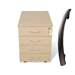 HOBIS Motion Ergo MSE 2 1400 x 900 mm K 34 C - úchytky UCO Zamykatelný čtyř zásuvkový kontejner v barvě dekoru stolu. Rozměry 40x60x60 cm